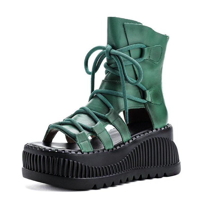 Ethnic Fashion For Women - 8CM Ethnic Cow Genuine Leather Ankle