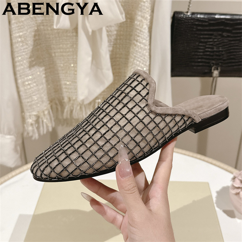 Shiny Lace Mesh Round Toe Flat - đánh giá và giá Ethnic Fashion For Women