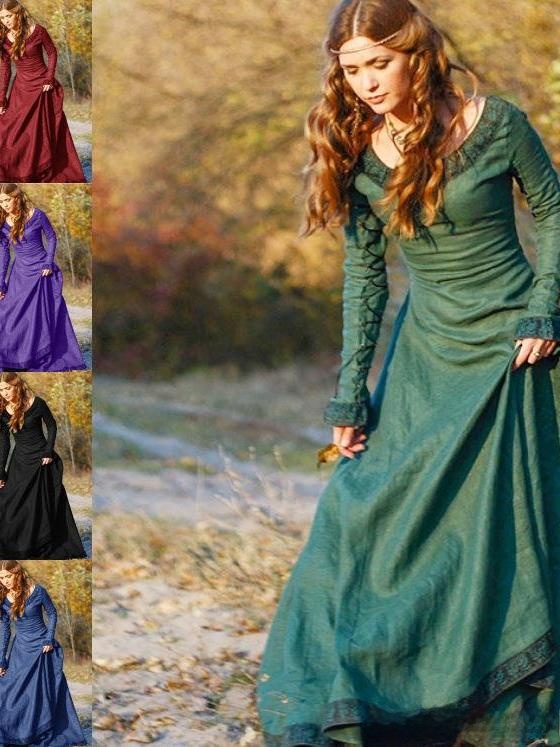 Retro Long Sleeve Women's Dres - đánh giá và giá Ethnic Dress Fashion Show