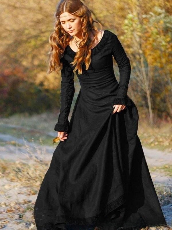 Retro Long Sleeve Women's Dres - đánh giá và giá Ethnic Dress Fashion Show