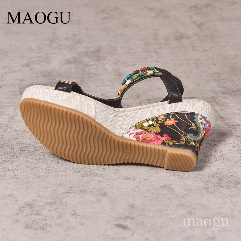 Boho Beaded Floral Wedge Sanda - đánh giá và giá Ethnic Fashion For Women